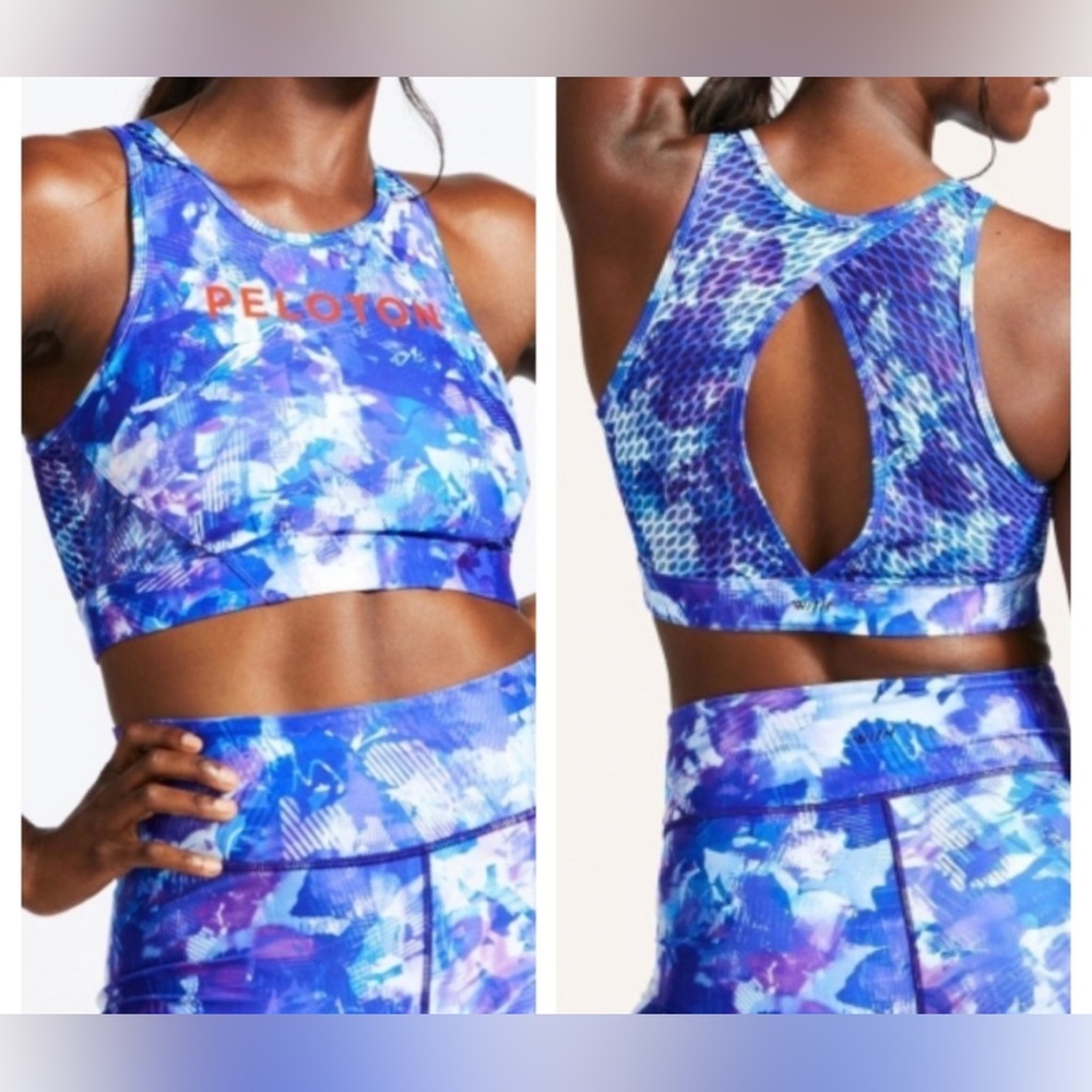NWT - PELOTON Blue Moves High Neck Sports Bra - Woman's Size Small